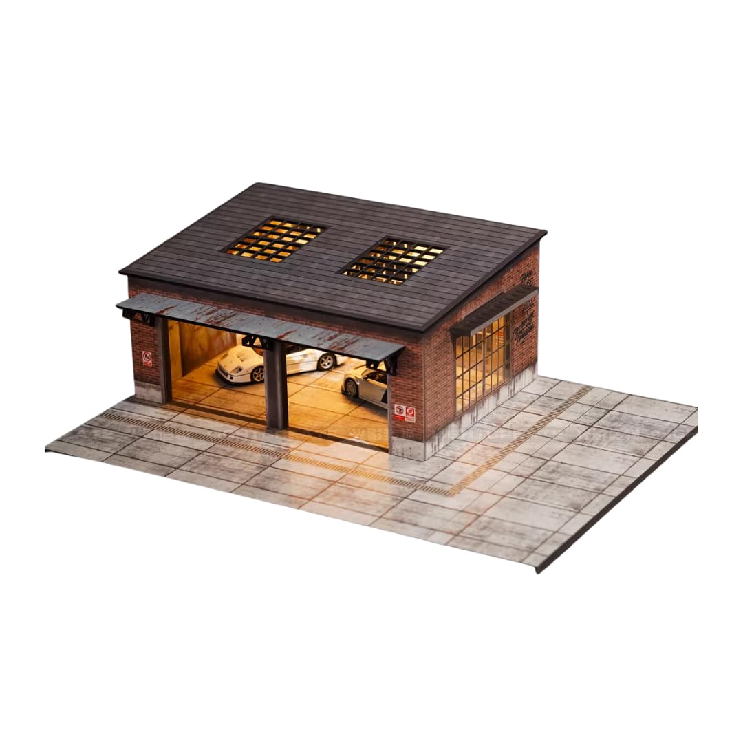 Amazon.co.jp: 1/64 ミニカー用 ガレージ 倉庫 ジオラマ 駐車場付き